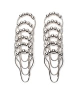 Shower Curtain Roller Hooks Rings Set of 12 Polished Silver Chrome Finish - £6.21 GBP