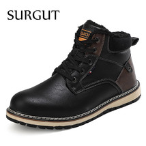 Casual Leather Boots High Quality Warm Men Shoes Fashion Male Shoes Winter Ankle - £58.58 GBP