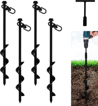 16” Ground Anchors (4Pcs) Easy to Use with Drill, Heavy Duty Anchor Hook for Cam - $32.71