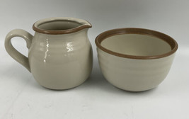 Noritake Madera Ivory Creamer &amp; Open Sugar Set Stoneware #8474 Retired P... - £77.39 GBP