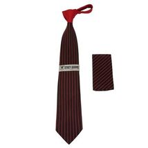 Men's Stacy Adams Tie and Hankie Set Fancy Woven Silky Satin #SAT75 Red image 3