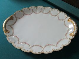 1890s Theodore Compatible with Haviland Limoges France Oval Tray 16&quot; Gold and Ga - £111.74 GBP
