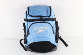 Vintage Speedo Swimming Distressed Spell Out Large Backpack Book Bag Light Blue - £43.71 GBP