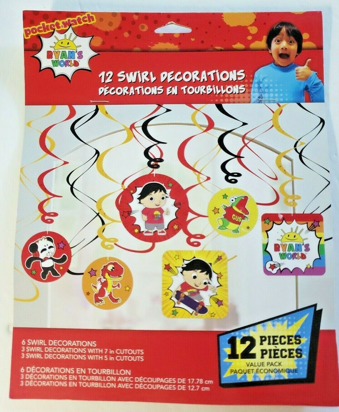 Primary image for RYAN'S WORLD Birthday Party 12 Pieces Swirl Decorations - Free Shipping
