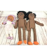 3 Plush Brown Cloth Dolls Kids Toys Large Children Play Dress Up Ragdoll... - £20.53 GBP