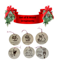 Christmas Wood Ornaments set of 6 Hanging Ornaments Christmas Decor Gift Tags - £8.96 GBP