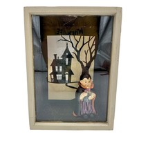 Halloween Handmade Shadow Box 7.5 x 5.5 x 3 in Beige Black Dracula Vampire - £15.03 GBP