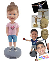 Personalized Bobblehead Young girl wearing a v-neck shirt nice shorts and shoes  - £72.72 GBP