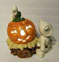 VTG Ceramic Ghost Pulling Jack-O-Lantern Cart Halloween Illuminated VHTF MINT! - £39.50 GBP