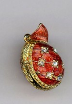 Russian Faux Egg Pendant w/clear Crystal Array design Red w/Angel - £30.42 GBP