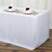 6FT WHITE Fitted Polyester Table Cover Commercial Grade Wedding Banquet ... - $33.88