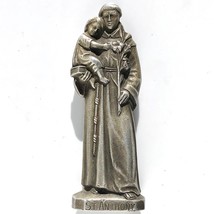 Saint Anthony of Padua Statue Figurine Vintage Metal Pewter 3 inch tall Catholic - £10.47 GBP