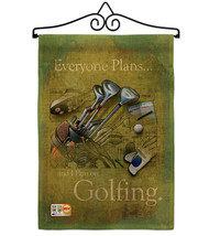 Plan To Golf Burlap - Impressions Decorative Metal Wall Hanger Garden Flag Set G - £26.83 GBP