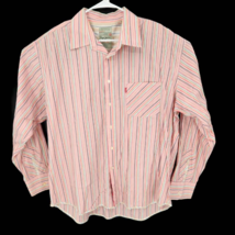 Pepe Jeans Men Button-Up Shirt Pink Striped Long Sleeve Pocket Spread Collar 3XL - £12.37 GBP