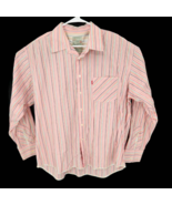 Pepe Jeans Men Button-Up Shirt Pink Striped Long Sleeve Pocket Spread Co... - £12.06 GBP