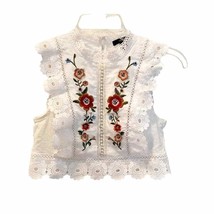 Forever 21 White Eyelet Lace Floral Embroidered Sleeveless Blouse - £18.69 GBP