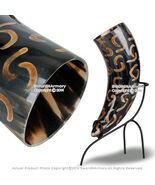 Crescent Design Cow Medieval Drinking Horn with Burnt Mark and Iron Stand - $17.80