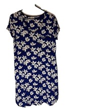 Soma Cozycore Blue/White/Red Floral Prnt Round V-Neck Short Sleeve Sleep... - $13.09