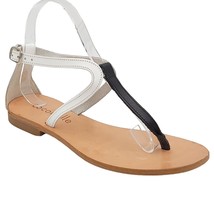 Cocobelle Women Flat Strappy Thong Sandals Crete Size US 6 EU 36 White Black - £19.46 GBP