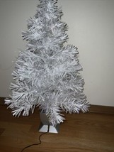 Christmas Tree  32 inch White Fiber Optic Tree Lighted Holiday Time - $36.37