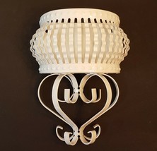 White Metal Wall Pocket Hanging Planter Basket Homco VTG Granny Chic Home Decor - $29.62