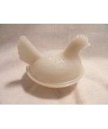 Small Milk Glass Hen on Next Basket - $7.99