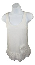 J Crew Sleeveless Knit Tank Top - Women&#39;s Size XS - Ruffled Trim - 3D Fl... - £6.96 GBP