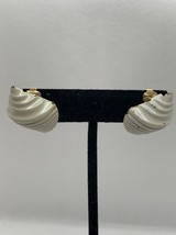 Vintage Shell-Shaped Gold-Tone Clip-On Earrings Elegant - $9.55