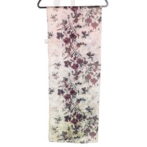 Satin Floral Scarf 68&quot;x13&quot; Peach Gray Burgundy Rectangle Eveningwear Accessary - £12.30 GBP