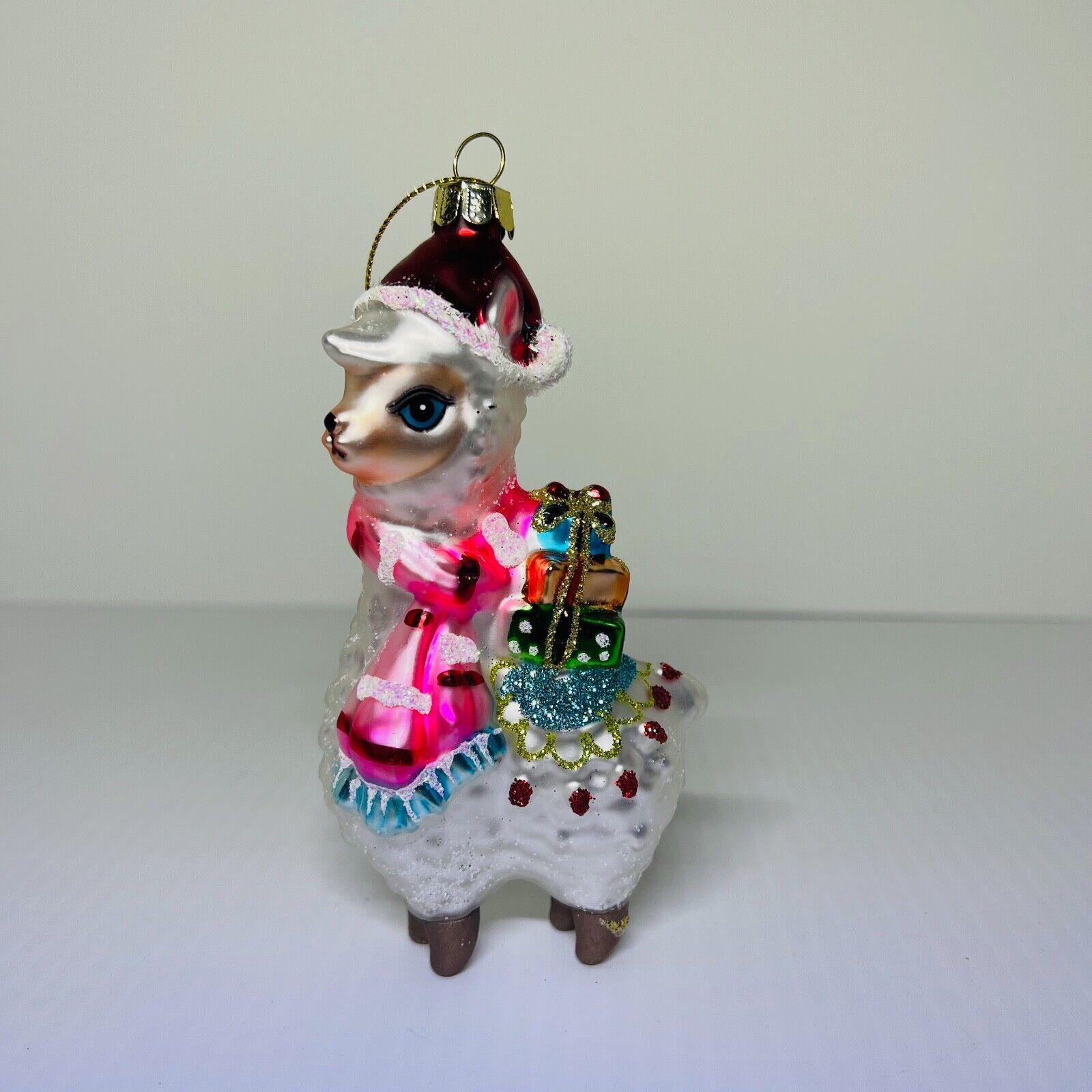 Primary image for Christmas Ornament Llama With Santa Hat Glass Joy To The World Collection