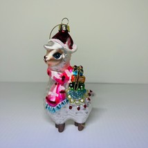 Christmas Ornament Llama With Santa Hat Glass Joy To The World Collection - £15.50 GBP