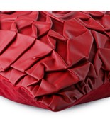 Textured Knotted Pintucks 16&quot;x16&quot; Faux Leather Red Pillow Cases, Rodeo Red - $51.65+