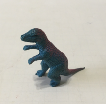 Vintage small rubber plastic dinosaur toy blue pink color dinosaur figurine - $19.75