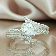 2CT Lab Created Feather Fabulous Diamond Engagement Ring 14k White Gold Over - £97.45 GBP