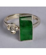 925 Silver Cert'd Untreated Natural Green Grade A Jadeite Ring Gift z8827 - €71,61 EUR