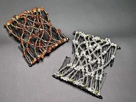 Magic Hair Combs Vintage Bead Stretchy Magic Clips Ponytails Buns Set of 2 - $20.14