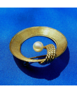 Elegant Vintage Design Pearl Brooch Unique Handmade Solid 14k Gold Pin Gift - $1,327.64 CAD