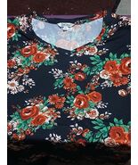 The Pioneer Woman Shirt Womens 2XL Black Red Floral Rose V Neck Tunic Top - $128.57 MXN