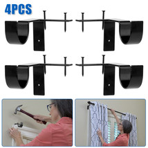 4Pcs Curtain Pole Brackets No Drill Curtain Rod Holder Into Wooden Window Frame - £13.36 GBP