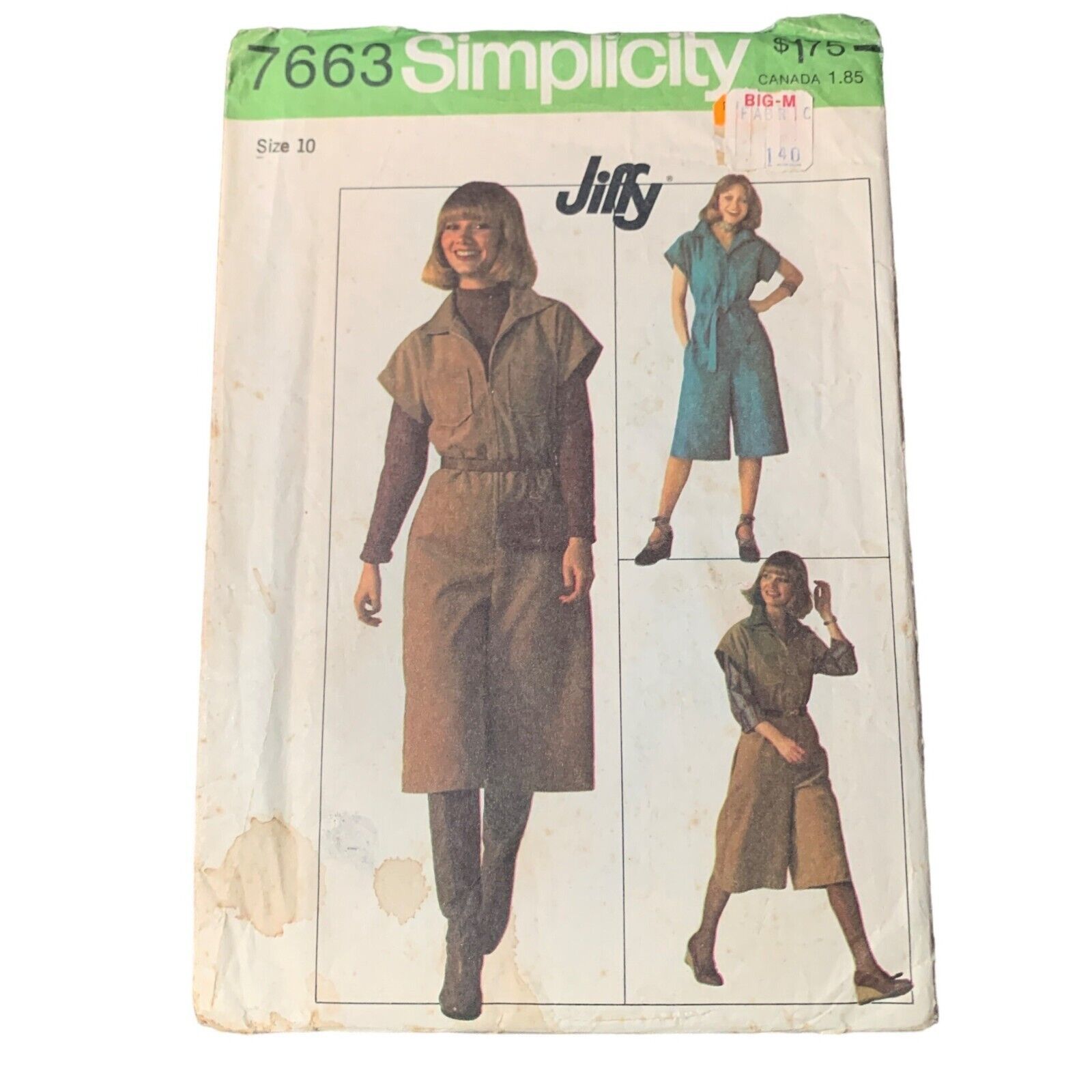 Simplicity 7663 Vintage Sewing Pattern Jiffy Dress Romper Size 10 80s uncut - $10.41