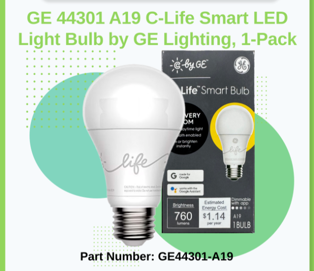 GE 44301 A19 C-Life Smart LED Light Bulb by GE Lighting, 1-Pack - $12.77
