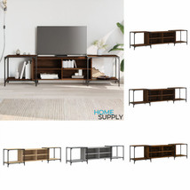 Industrial Wooden Large Wide Rectangular TV Cabinet Stand Unit With Metal Frame - £89.08 GBP+