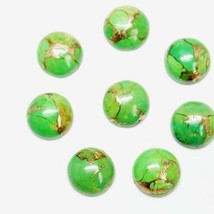 Natural Certified Green 4Carat Turquoise Gemstone Round Shape Cabochon 6x9 mm - £74.97 GBP