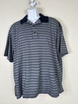 Greg Norman 60/2 Double Mercerized Men Size L Blue Striped Golf Polo Shirt - £8.66 GBP