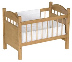 18&quot; Toy Baby Doll Crib Bed Handmade Bedding Oak Wood Furniture Natural H... - £160.46 GBP