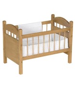 18&quot; Toy Baby Doll Crib Bed Handmade Bedding Oak Wood Furniture Natural H... - £162.55 GBP
