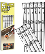 Premium Metal Chopsticks Set - 5 Pairs Stainless Steel Chopsticks Reusab... - $12.85