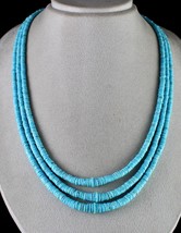 Real Natural Turquoise Faceted Button Beads 3 L 441 Ct Gemstone Fashion Necklace - £1,127.10 GBP