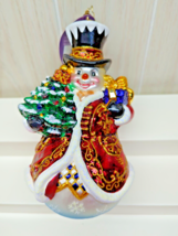 Christopher Radko Fancy Frosty Christmas Ornament Snowman w/ tree gift 7-8&quot; - £39.56 GBP