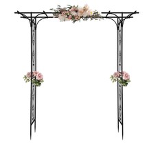 Outdoor Garden Arch Flowers Climbing Plants Trellis Metal Wedding Archway Black - £77.43 GBP